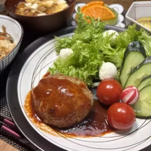 Japanese-style Hamburg with Side Salad
