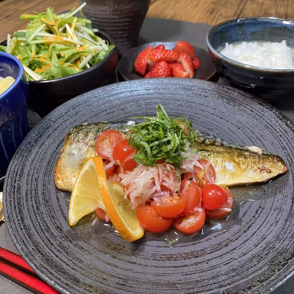 Salted Mackerel topped with Tomato Sauce