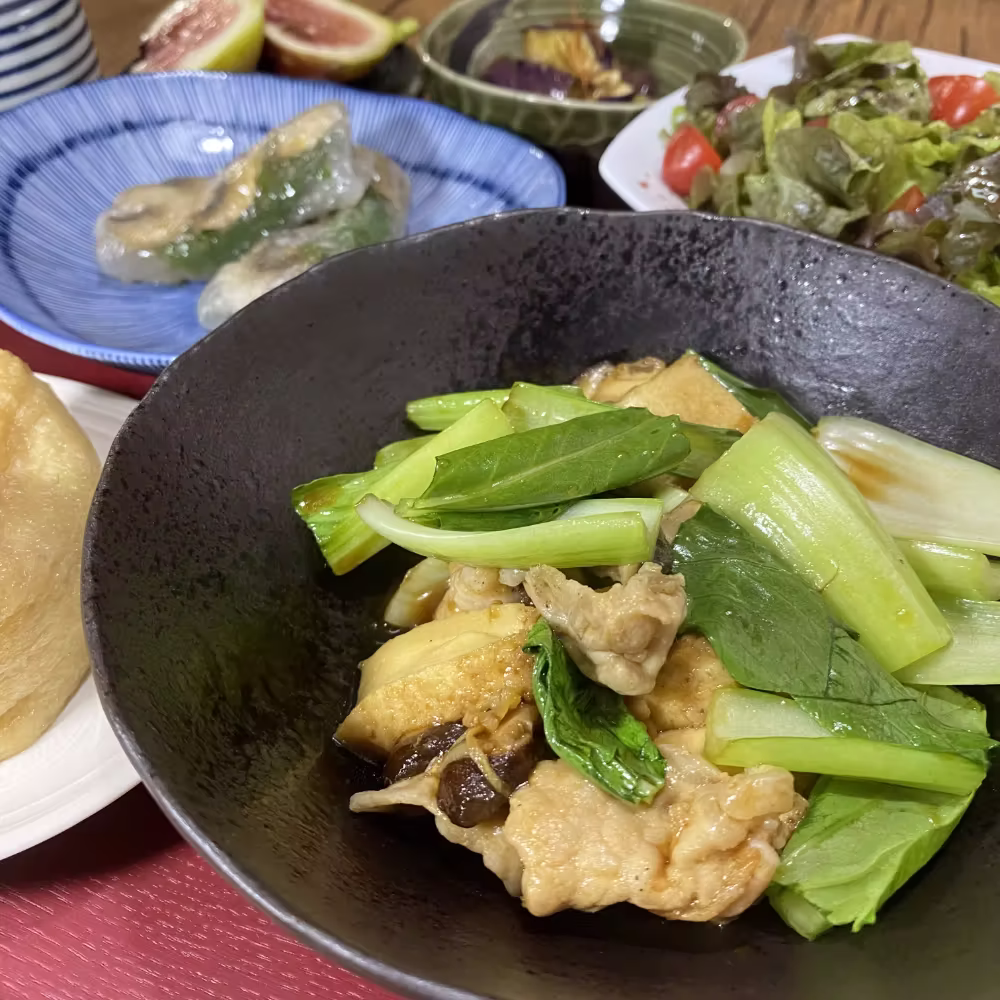 Stir-Fry of Pork, Deep-Fried Tofu, and Vegetables with Oyster Sauce