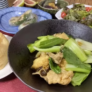 Stir-Fry of Pork, Deep-Fried Tofu, and Vegetables with Oyster Sauce