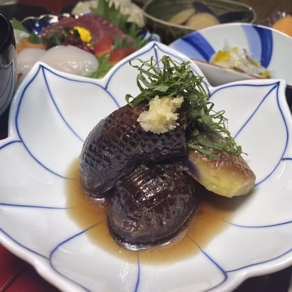Eggplant Simmered in Japanese Broth