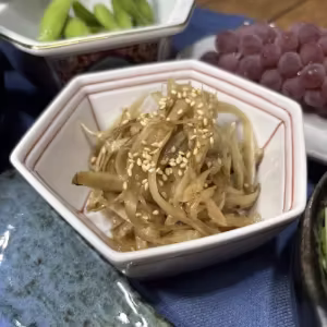 Burdock Root Cooked in Soy Sauce and Sugar