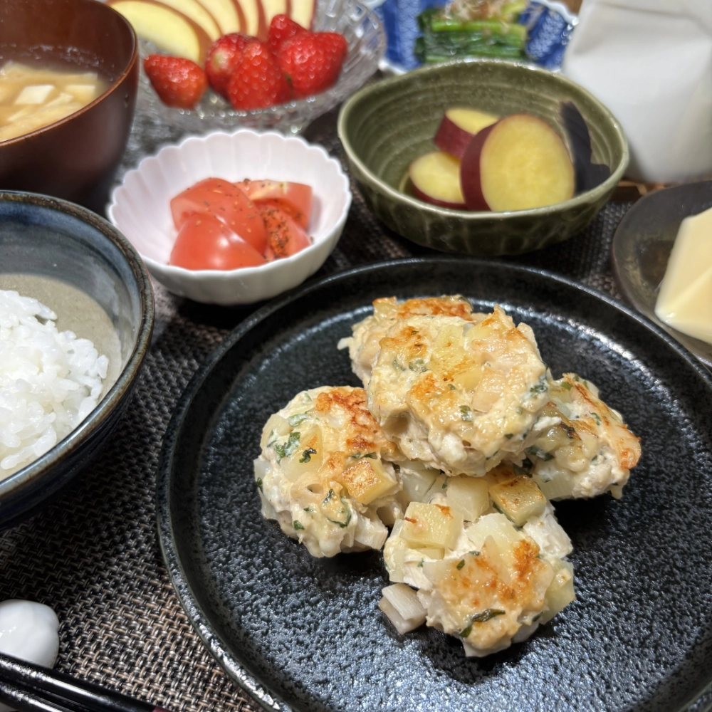 Chicken, Potato & Lotus Root Patty Burger Steak