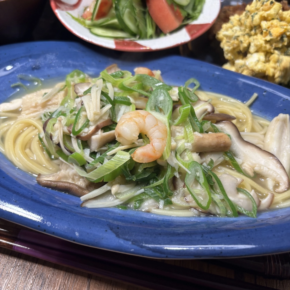 Shrimp and Mushroom Yuzu Pepper Pasta