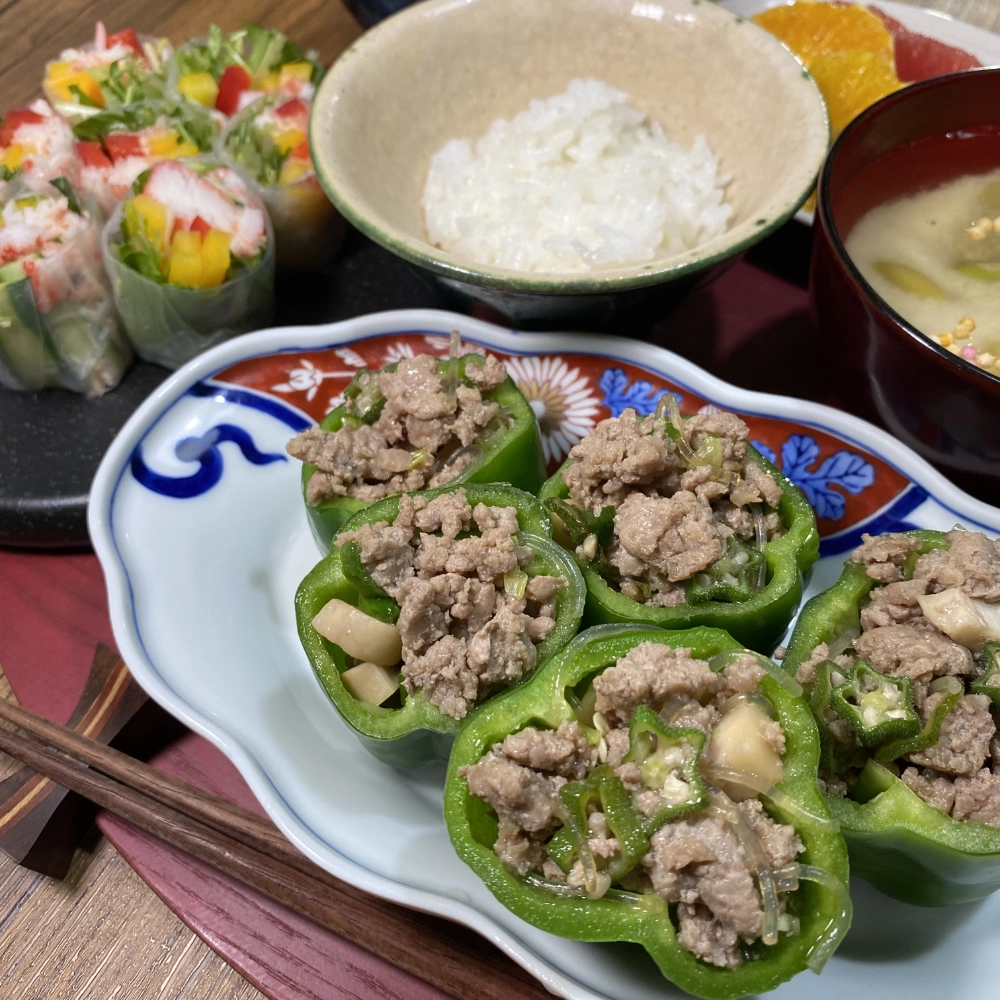 Bell Peppers Stuffed with Classic Egg Roll Filling