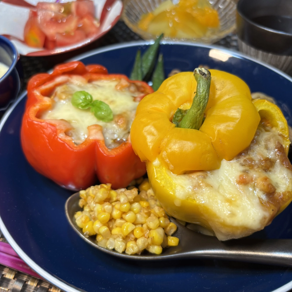 Grilled Cheese and Bell Pepper Curry Rice
