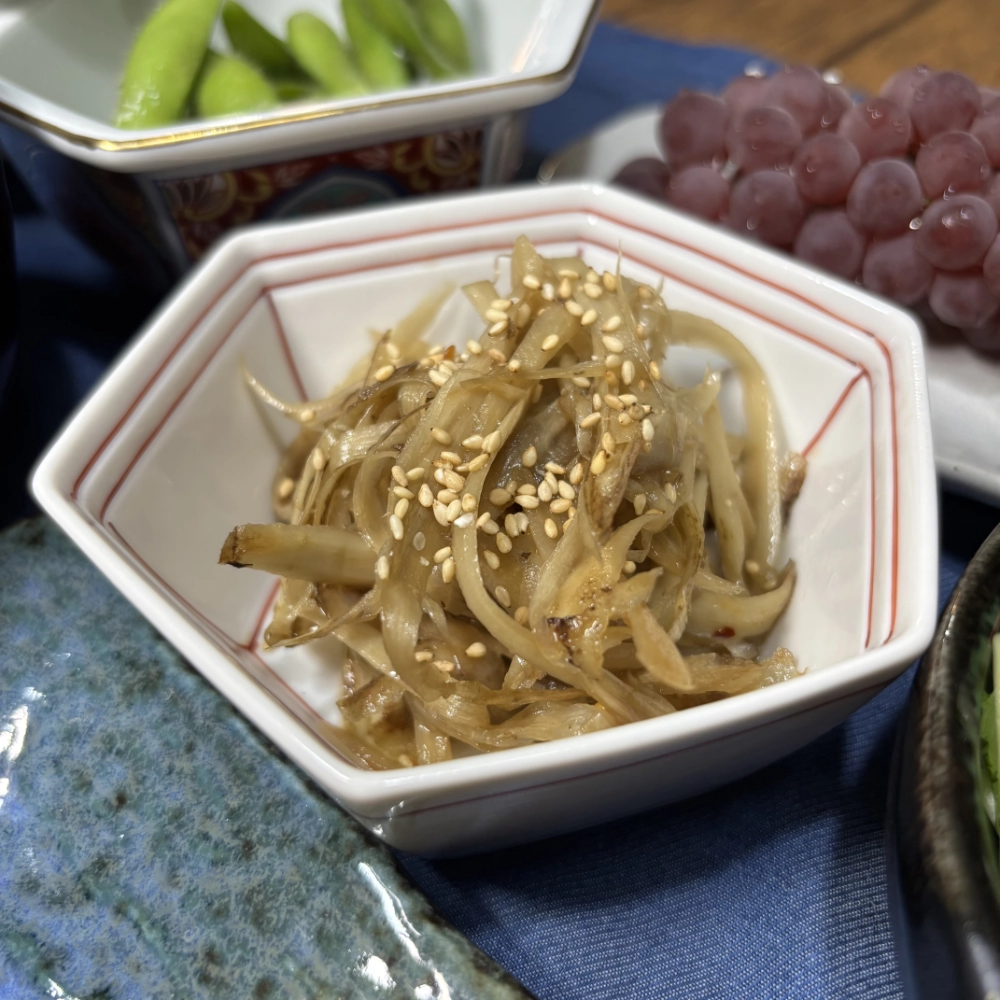 Burdock Root Cooked in Soy Sauce and Sugar