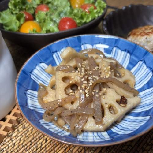 Lotus root and konjac kinpira (sweet-savory stir-fry) 